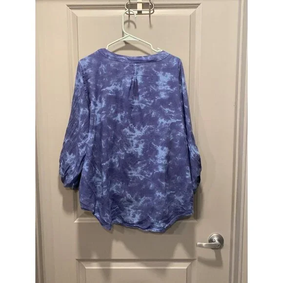 Logo by Lori Goldstein Blue TyeDye 2x blouse - Picture 6 of 6